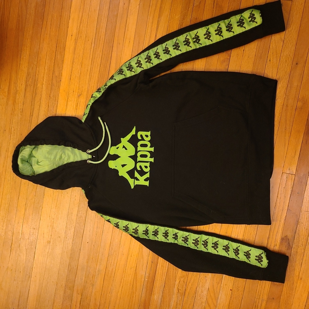 Lime green & black Kappa hoodie size small